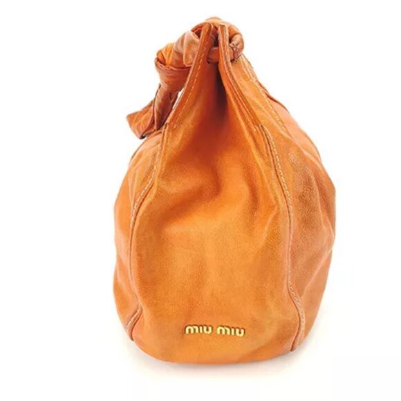 miumiu Shoulder bag Logo Orange Gold Woman Authentic - Picture 3 of 6
